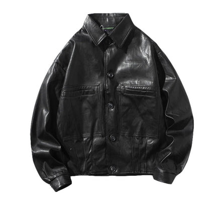PU Leather Bomber Jacket - B.A.G.S (Black Apparel and Goods Store) 
