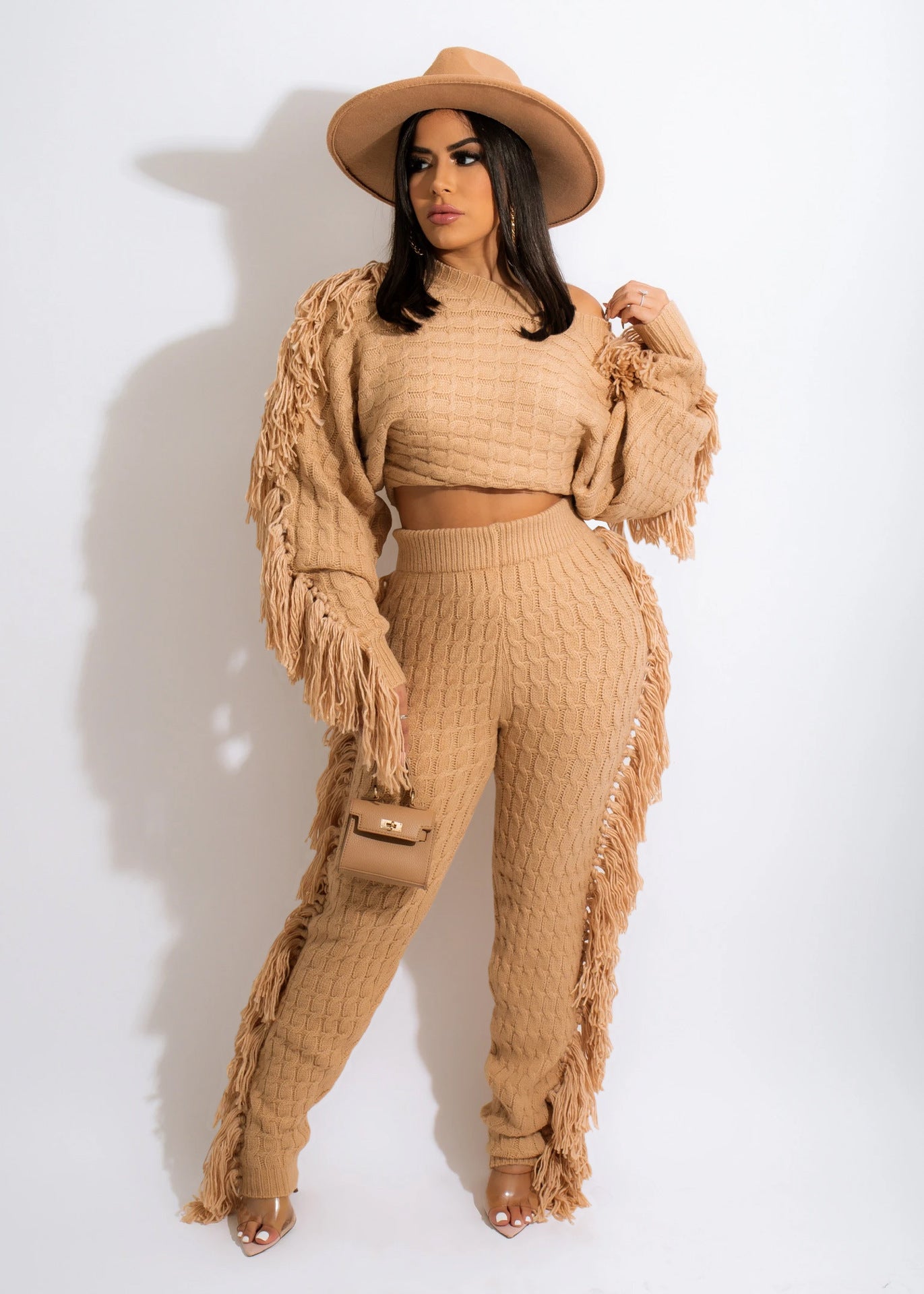 Tassel Sweater Two Piece Set - B.A.G.S (Black Apparel and Goods Store) 